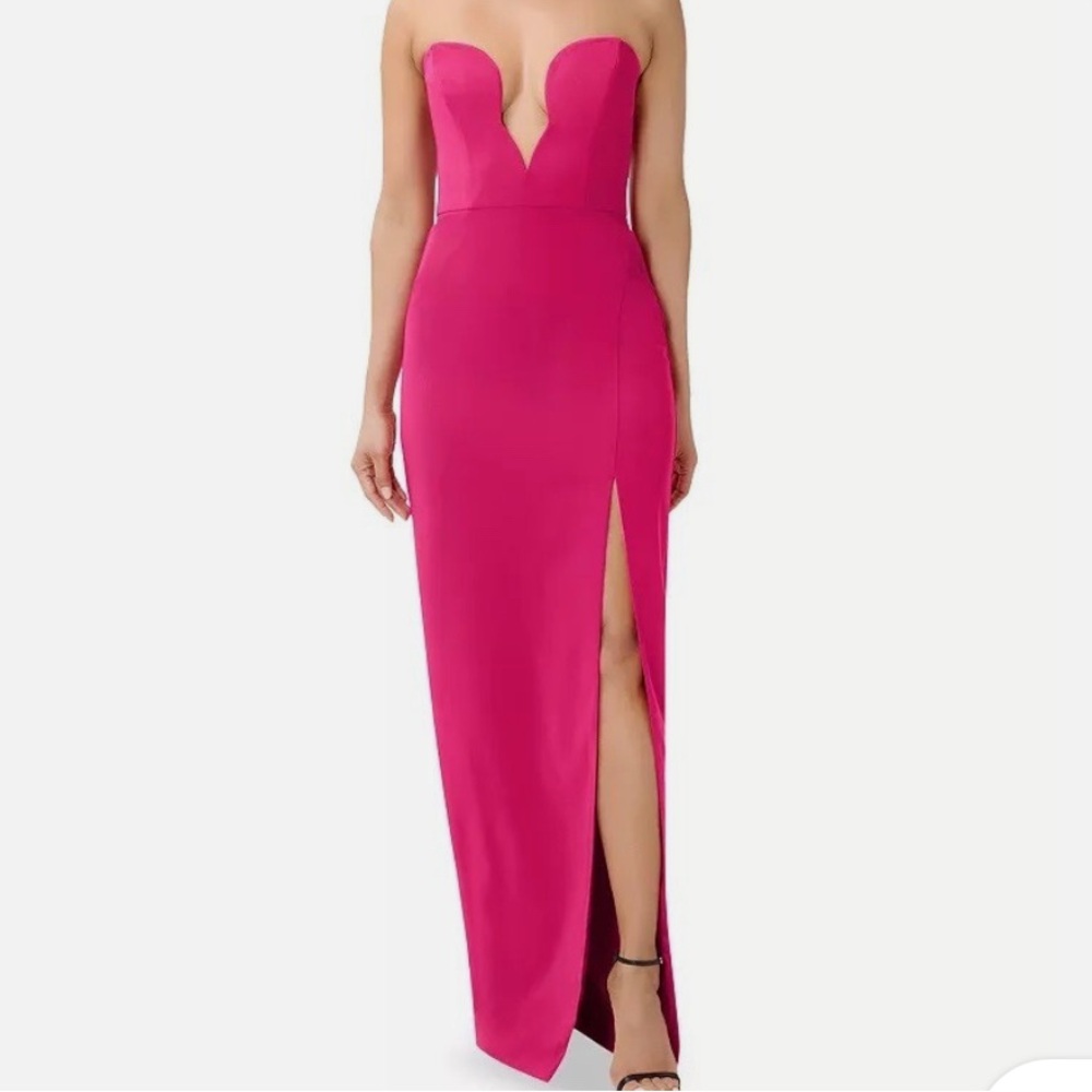 Aidan Mattox Pink Sweetheart Strapless Gown